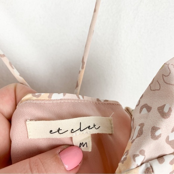 Et Clet Animal & Floral Print Lace Up Back Mini Dress Sz M - Picture 8 of 10